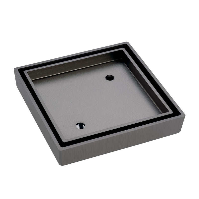 Square Tile Bed Floor Waste, 90mm Outlet, Gun Metal