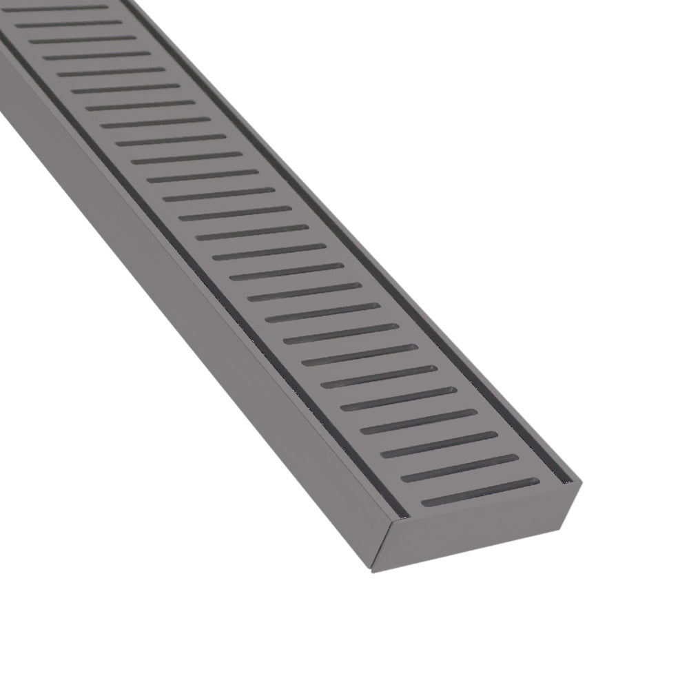 Aluminium Slimline Shower Grate Drain Gun Metal 300-3000x100x21mm - Bathroom Hub