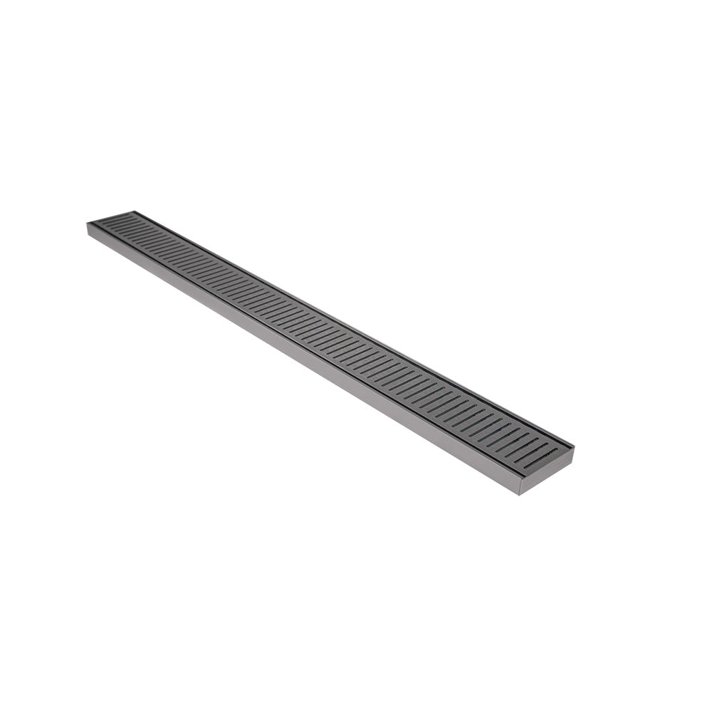 Aluminium Slimline Shower Grate Drain Gun Metal 300-3000x100x21mm - Bathroom Hub