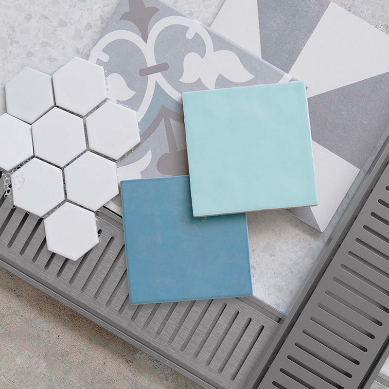 Aluminium Slimline Shower Grate Drain Gun Metal 300-3000x100x21mm