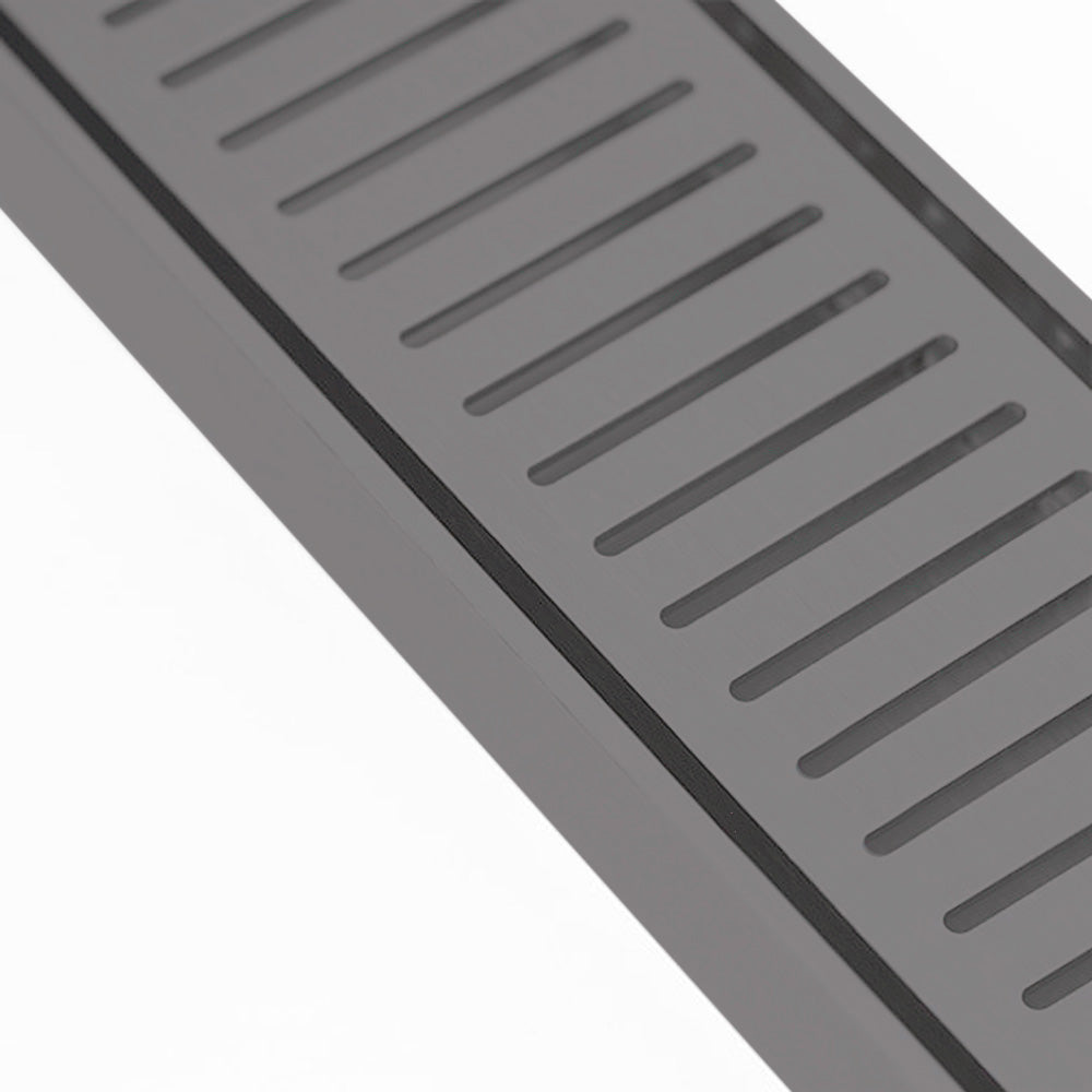 Aluminium Slimline Shower Grate Drain Gun Metal 300-3000x100x21mm - Bathroom Hub