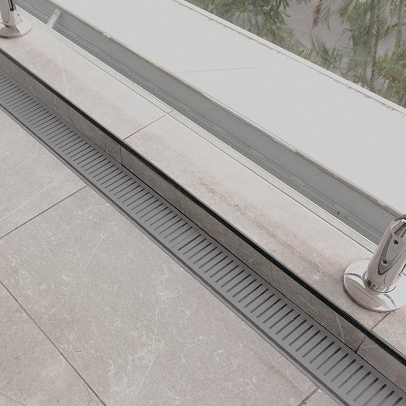 Aluminium Slimline Shower Grate Drain Gun Metal 300-3000x100x21mm