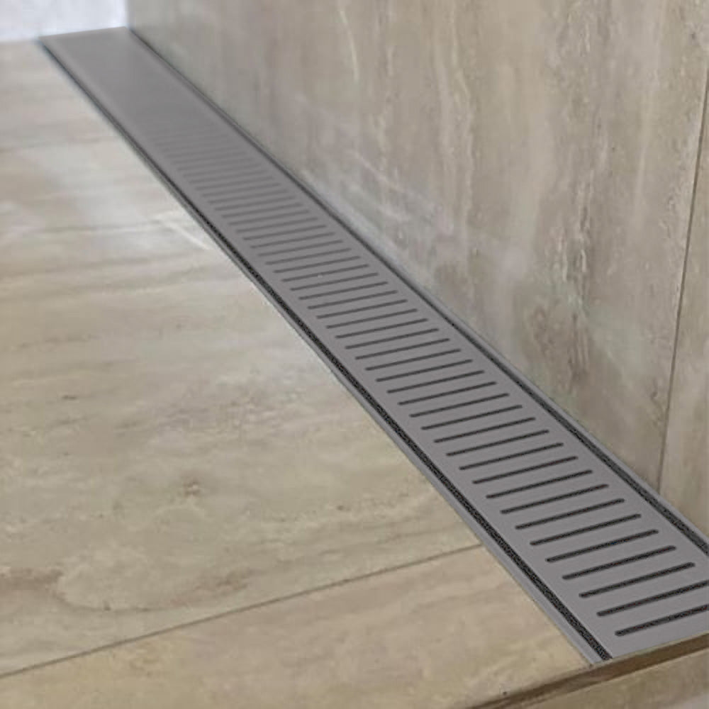 Aluminium Slimline Shower Grate Drain Gun Metal 300-3000x100x21mm - Bathroom Hub