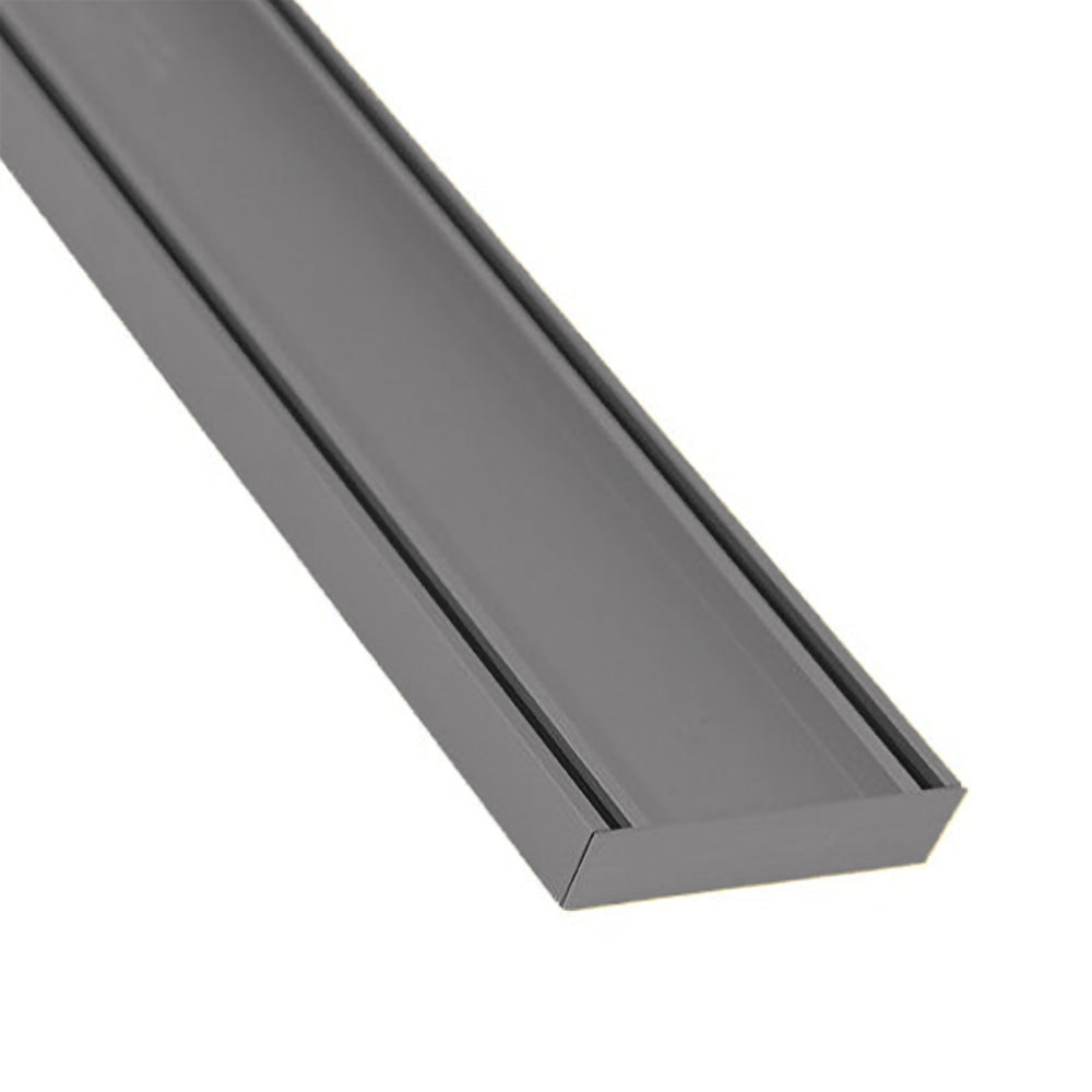 Aluminium Slimline Tile Insert Shower Drain Gun Metal 300-3000x100x21mm - Bathroom Hub