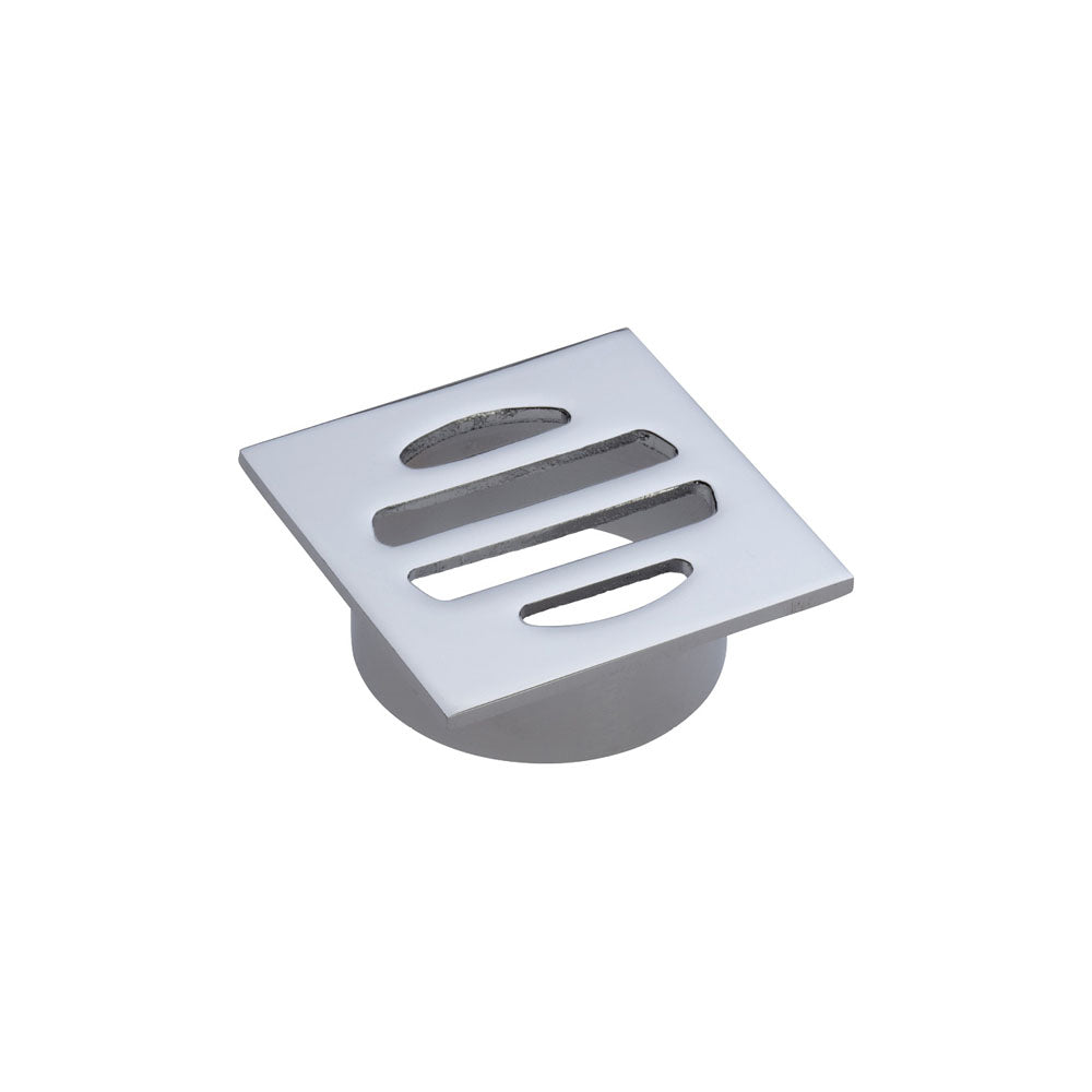 Square Floor Waste, Round Grate, 50mm Outlet - Bathroom Hub