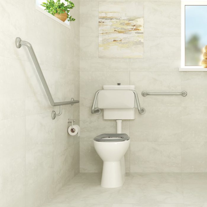 40° Accessible Right-Hand Grab Rail, Stainless Steel - Bathroom Hub
