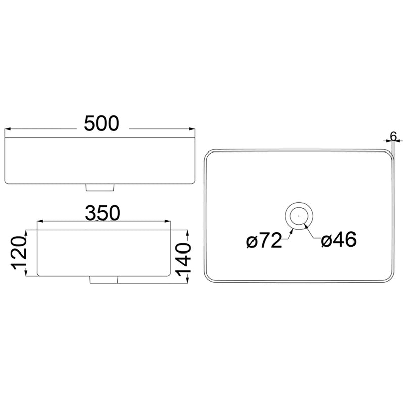 Ultra Thin Basin 500 x 350 x 140mm HDI-22-403