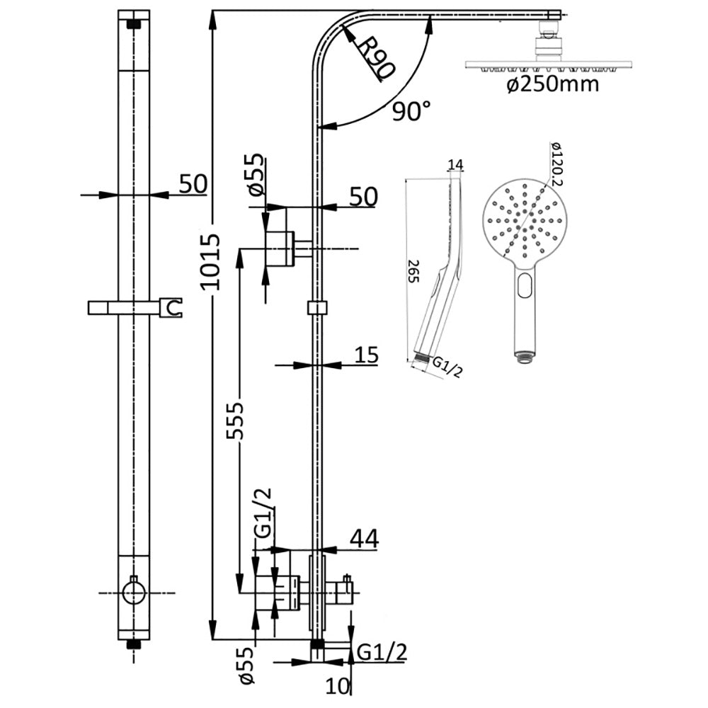 Kara Combo Shower Set HPA11-201 - Bathroom Hub