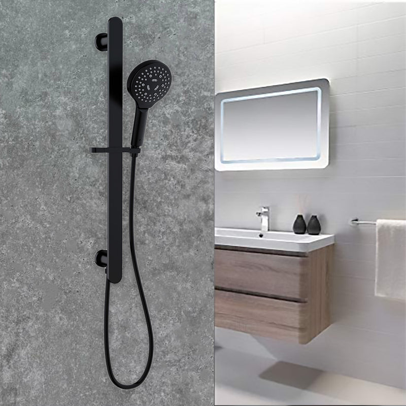 Kara Sliding Shower Rail w Integrated Water Inlet Matt Black HPA11-301D-B