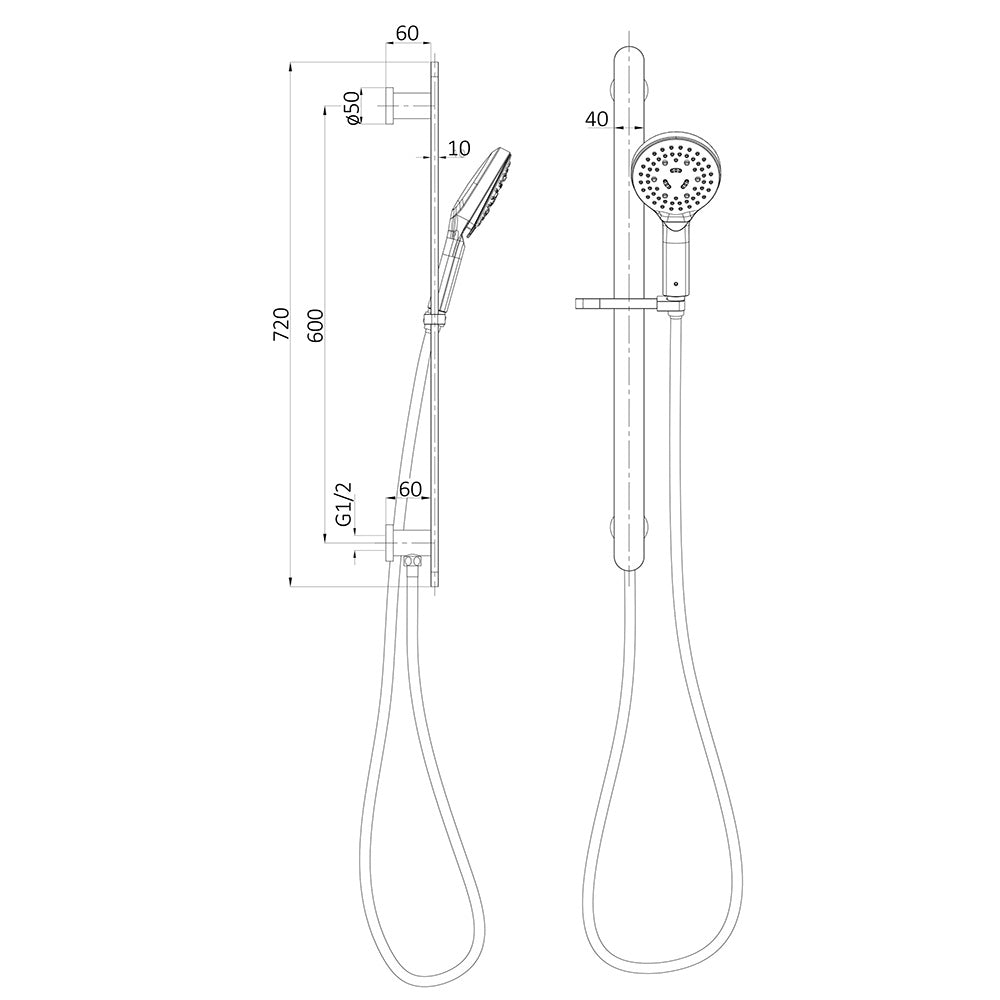 Kara Sliding Rail Shower w Integrated Water Inlet HPA11-301D - Bathroom Hub