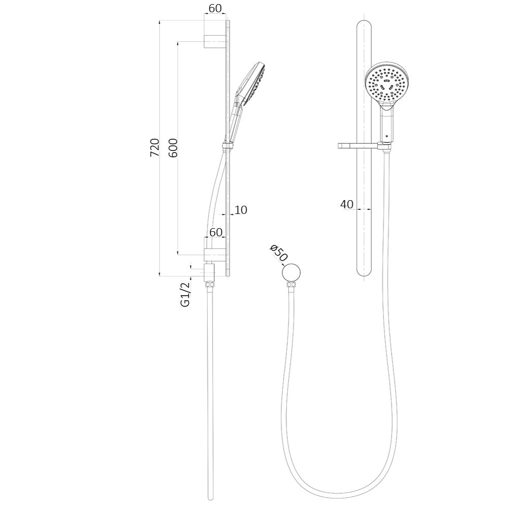 Kara Sliding Shower Rail HPA11-301