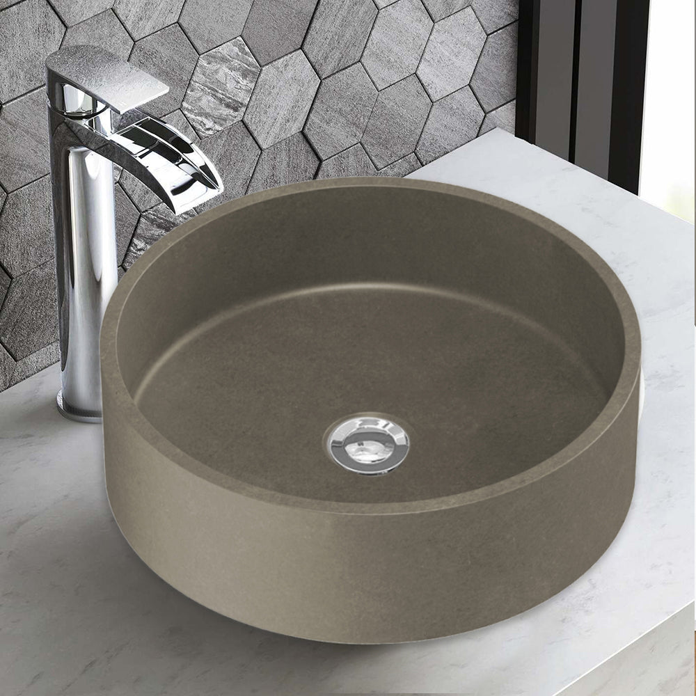 Zale Round Basin Dark Grey 390 x 120mm HTI-22-501 - Bathroom Hub