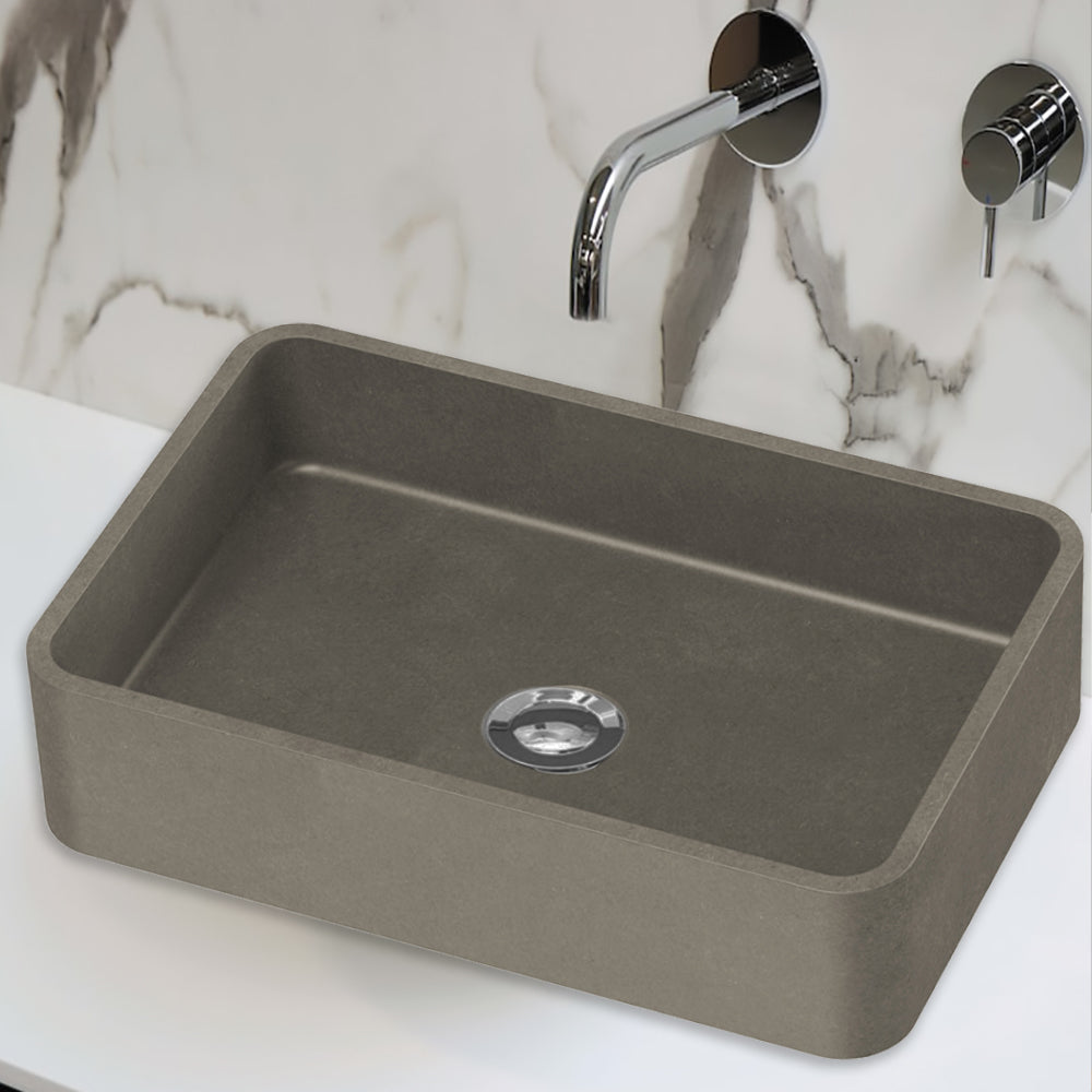 Zale Rectangle Basin Dark Grey 500 x 325 x 120mm HTI-22-503 - Bathroom Hub
