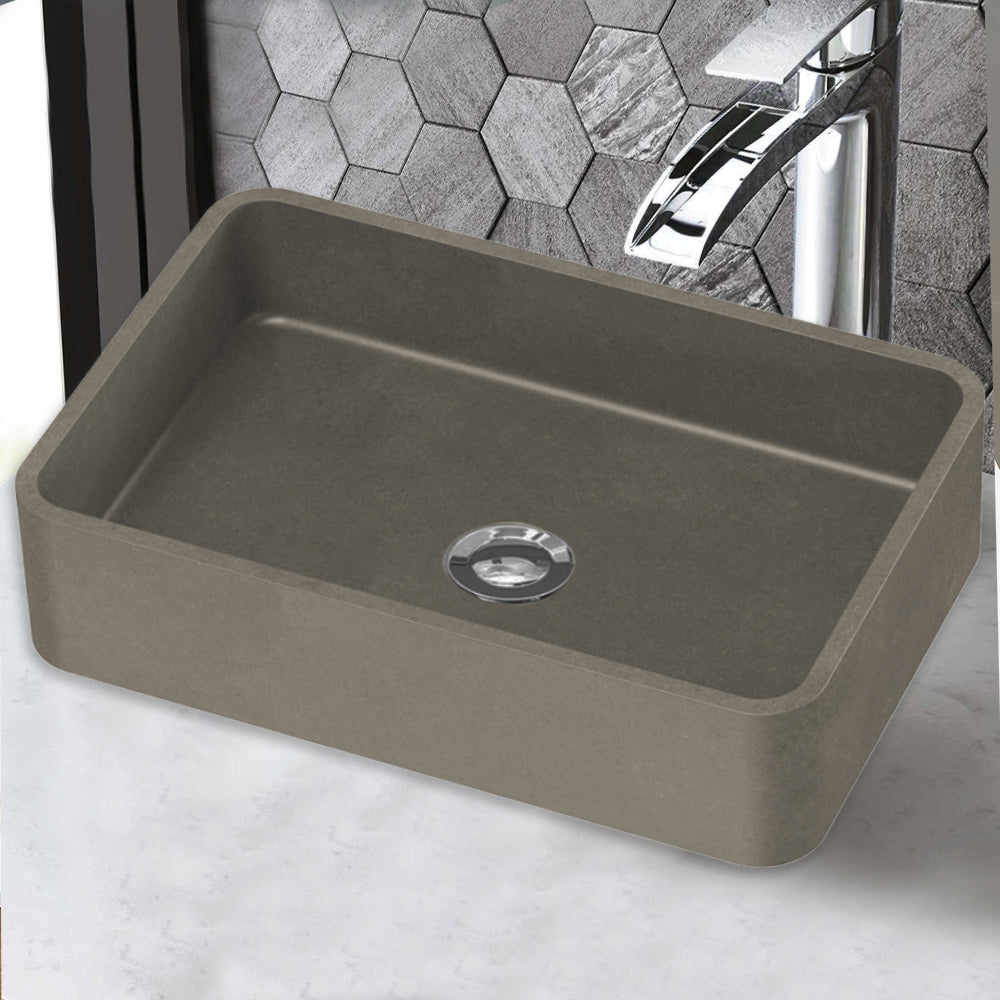 Zale Rectangle Basin Dark Grey 500 x 325 x 120mm HTI-22-503 - Bathroom Hub