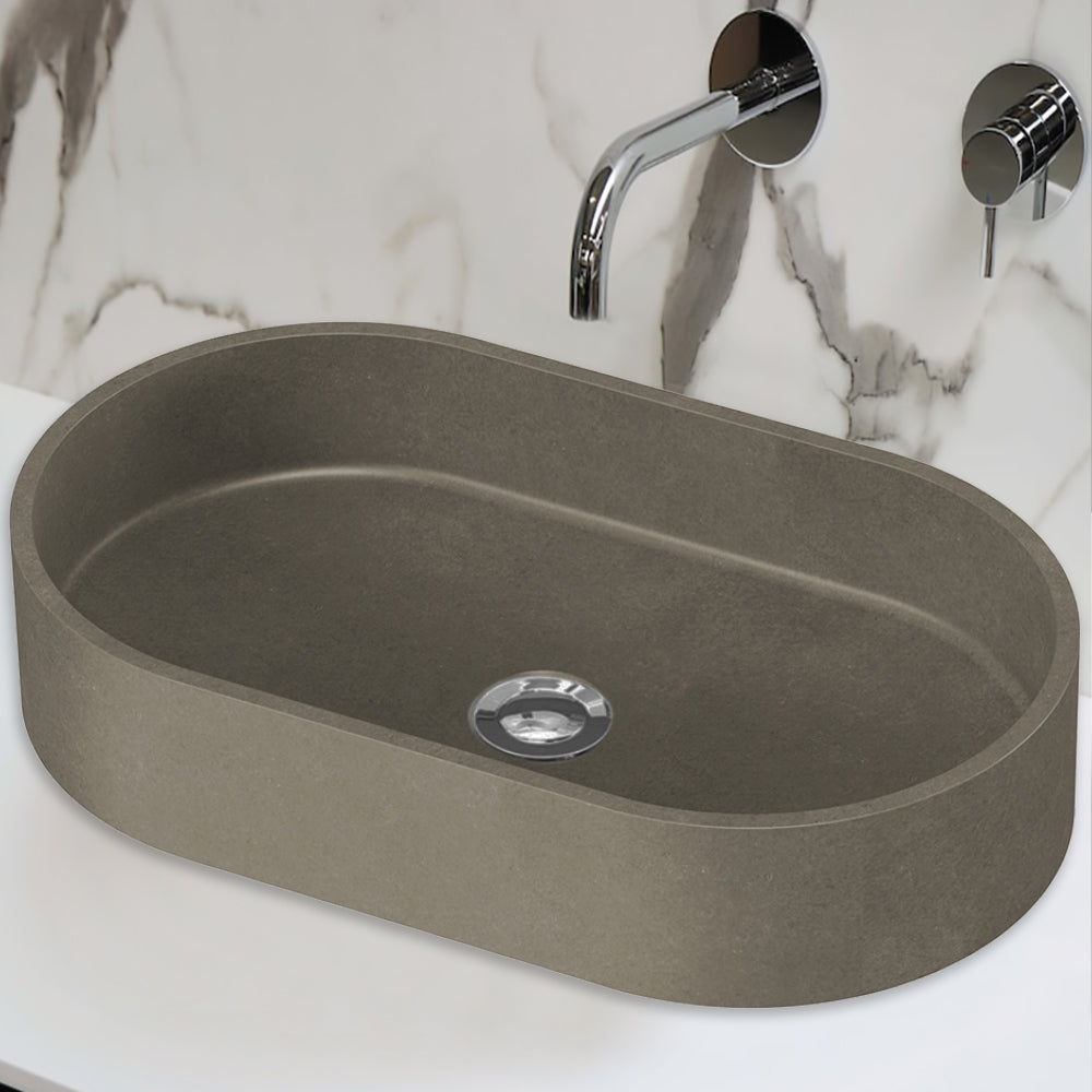Zale Oval Basin Dark Grey 500 x 350 x 120mm HTI-22-504 - Bathroom Hub