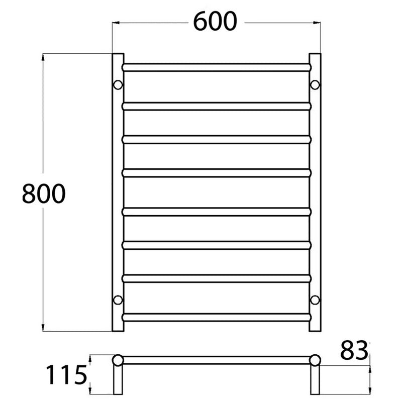 Heated Towel Rail Matt Black HTR-R6A-MB