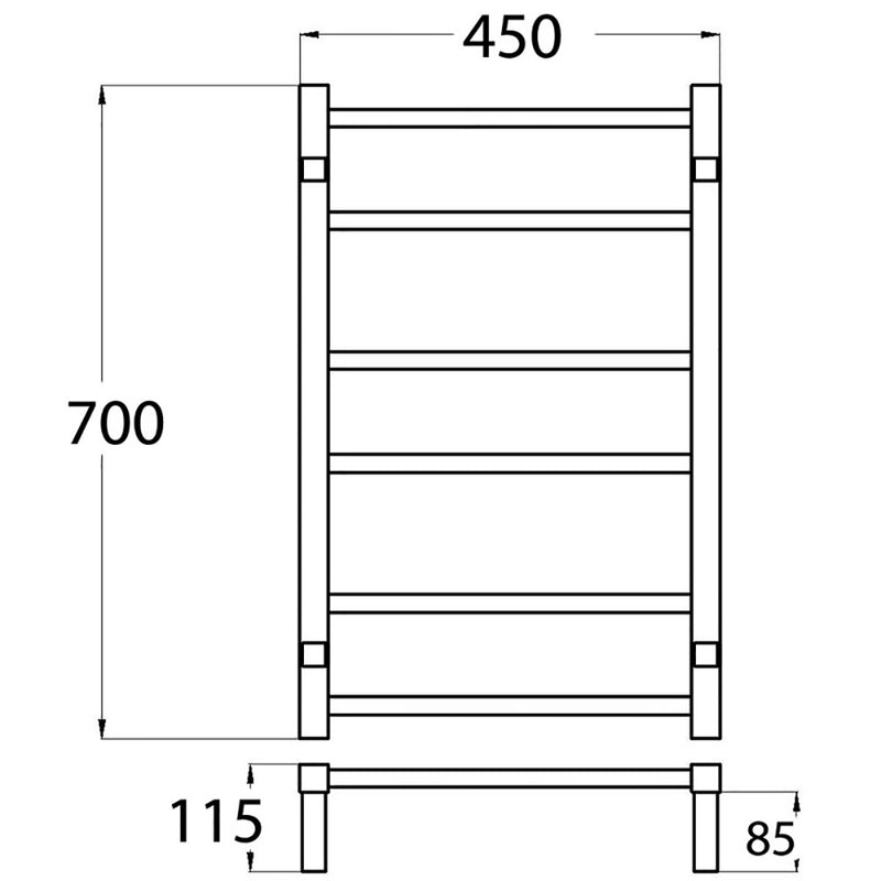 Heated Towel Rail Matt Black HTR-S4-MB