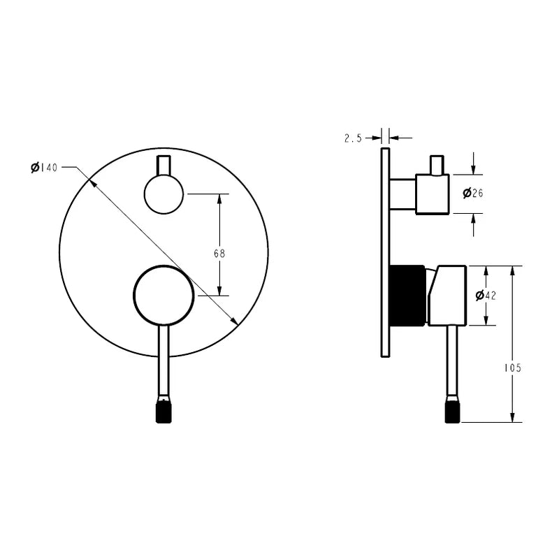 Linie Wall Mixer Diverter Trim Kit Gunmetal HYB585-501TK-GM