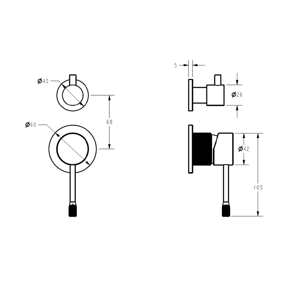 Linie Wall Mixer Diverter Trim Kit Brushed Gold HYB585-502TK-BG