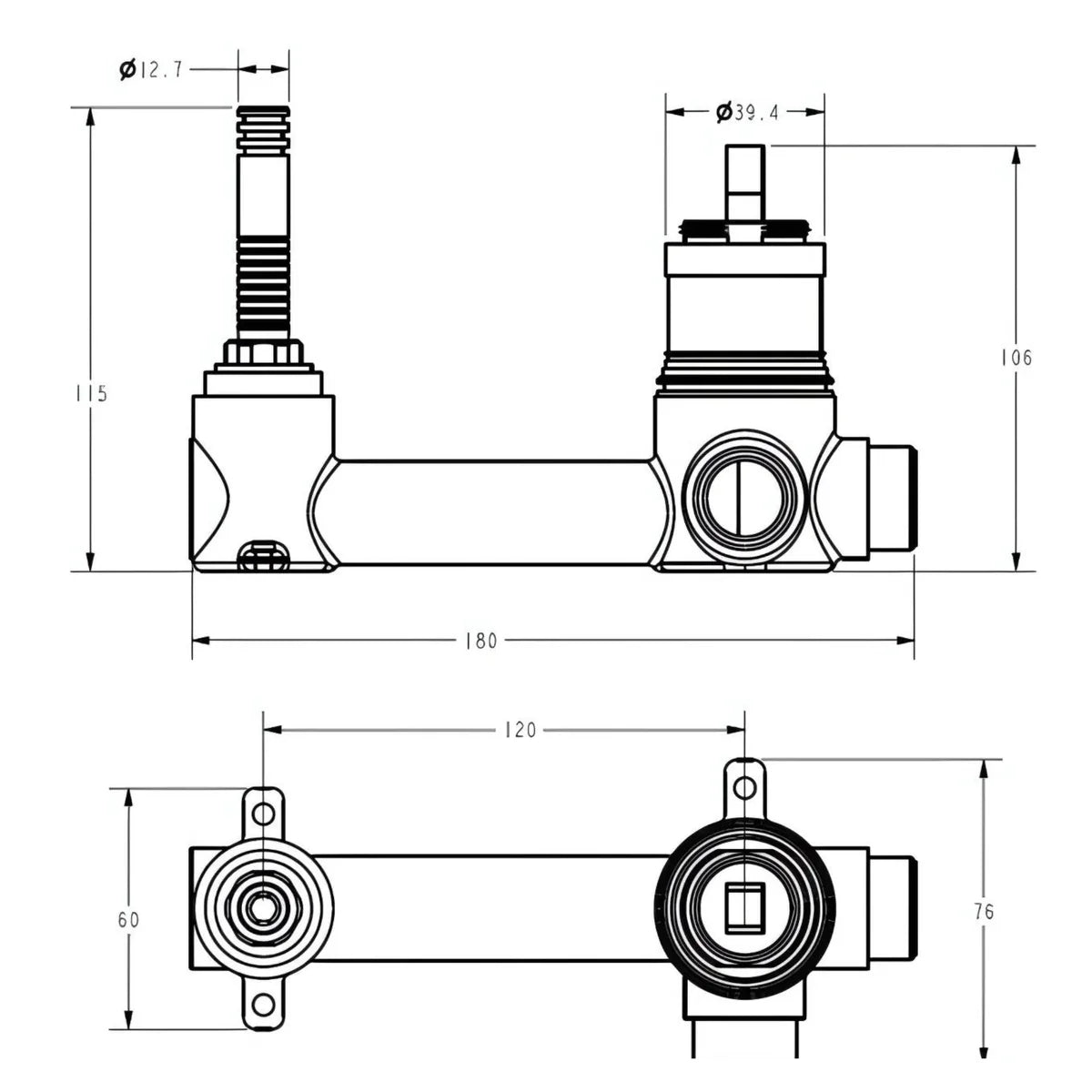Linie Wall Mixer Rough-in Body HYB585-602BD