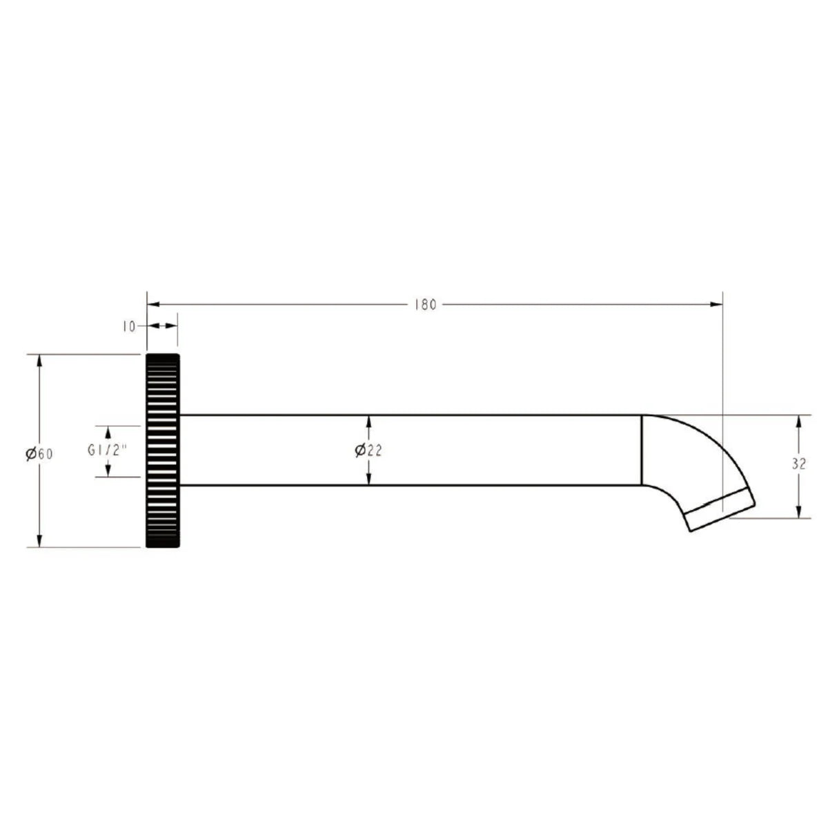 Linie Bath Spout 220mm Gunmetal HYB585-802-220GM