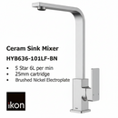 Ceram Sink Mixer Brushed Nickel HYB636-101LF-BN - Bathroom Hub