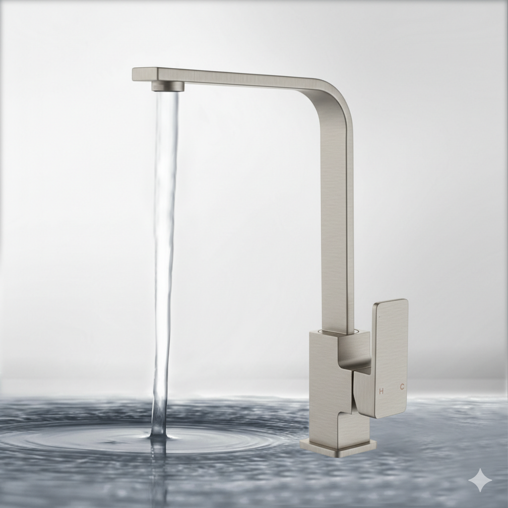 Ceram Sink Mixer Brushed Nickel HYB636-101LF-BN - Bathroom Hub