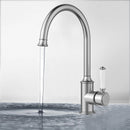 Clasico Vintage Gooseneck Sink Mixer Ceramic handler in Brushed Nickel - HYB868-101A-BN