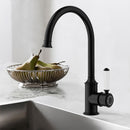 Clasico Vintage Gooseneck Sink Mixer Ceramic handler in Matt Black - HYB868-101A-MB