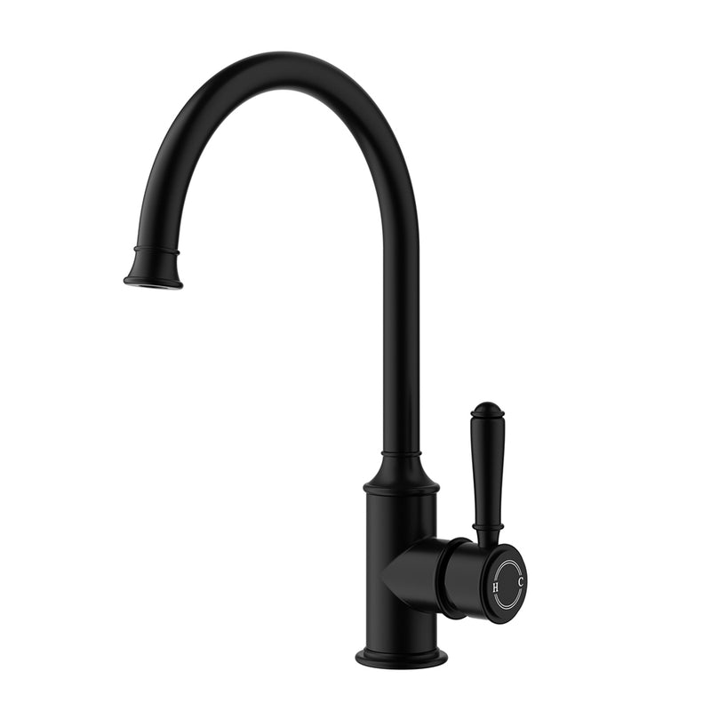 Clasico Vintage Gooseneck Sink Mixer in Matt Black [HYB868-101MB]