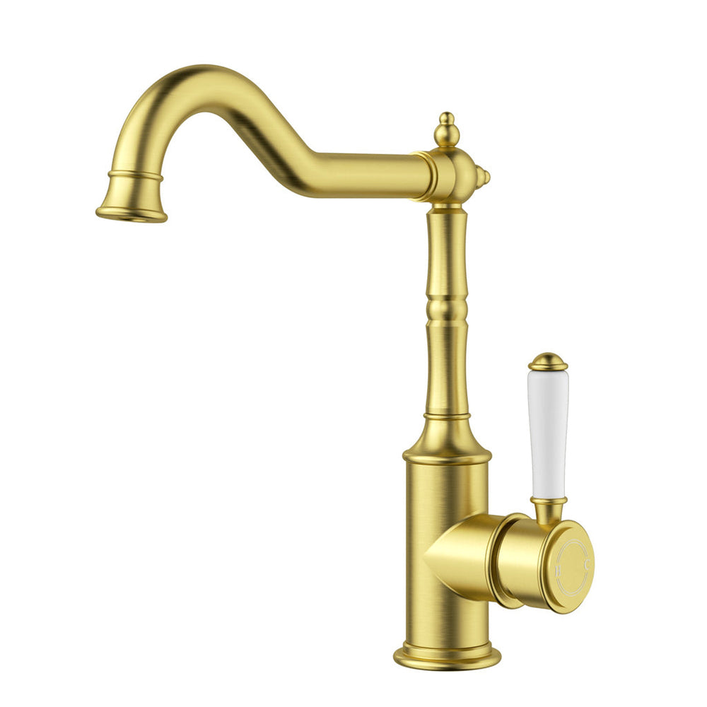 Vintage Brushed Gold With Ceramic White Handle Bathroom Package Deal