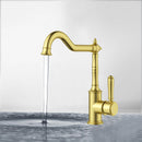Clasico Vintage Hook Spout Sink Mixer in Brushed Gold - HYB868-102BG