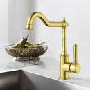 Clasico Vintage Hook Spout Sink Mixer in Brushed Gold - HYB868-102BG