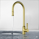 Clasico Pull Out Sink Mixer Brushed Gold HYB868-103-BG - Bathroom Hub