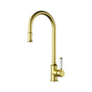 Clasico Pull Out Sink Mixer Ceramic Handle Brushed Gold HYB868-103A-BG
