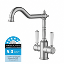 Clasico Twin Handle Gooseneck Sink Mixer Ceramic Handle HYB868-105A-BN - Bathroom Hub