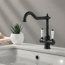 Clasico Twin Handle Gooseneck Sink Mixer Ceramic Handle HYB868-105A-MB - Bathroom Hub
