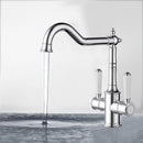 Clasico Twin Handle Gooseneck Sink Mixer Ceramic Handle HYB868-105A - Bathroom Hub