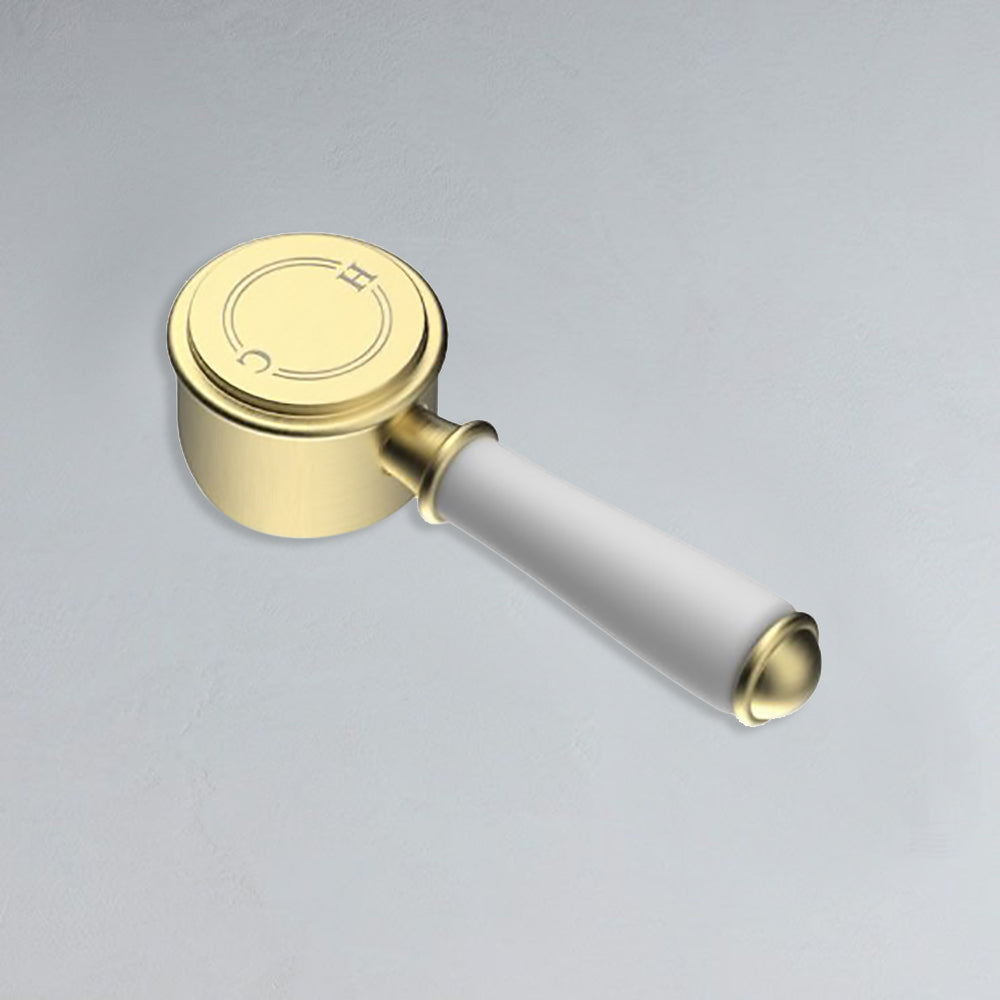 Clasico Ceramic Handle for Basin Mixer Brushed Gold - HYB868-201A-BG-HD - Bathroom Hub