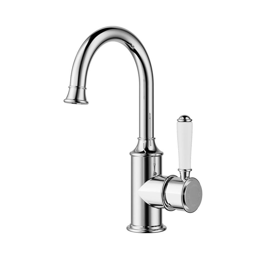 Vintage Chrome With Ceramic White Handle Bathroom Package Deal