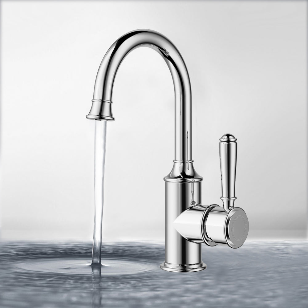 Clasico Gooseneck Basin Mixer - HYB868-201 - Bathroom Hub