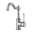 Clasico Basin Mixer with Ceramic White Handle Brushed Nickel - HYB868-202A-BN