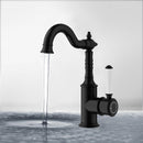 Clasico Basin Mixer with Ceramic White Handle Matte Black - HYB868-202A-MB