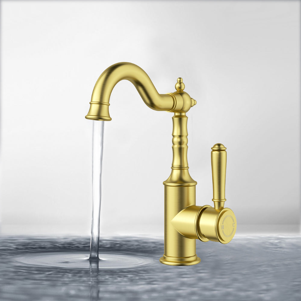 Clasico Basin Mixer Brushed Gold - HYB868-202BG