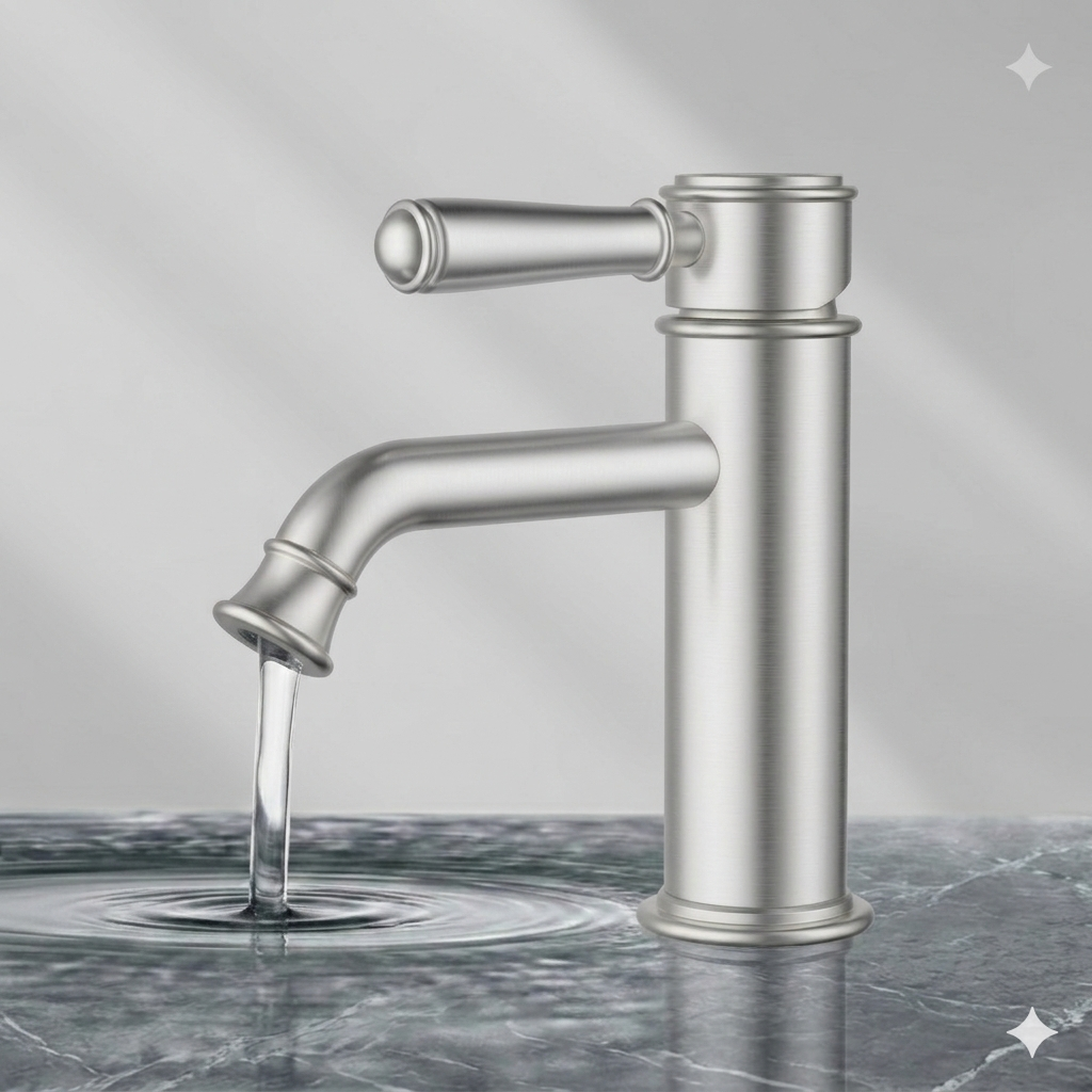 Clasico Basin Mixer Ceramic Handle Brushed Nickel HYB868-203A-BN - Bathroom Hub