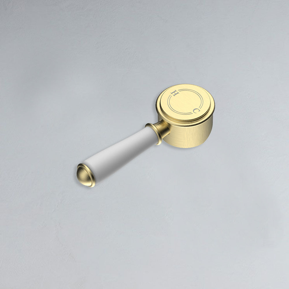 Clasico Ceramic Handle For Wall Mixer Brushed Gold - HYB868-301A-BG-HD - Bathroom Hub