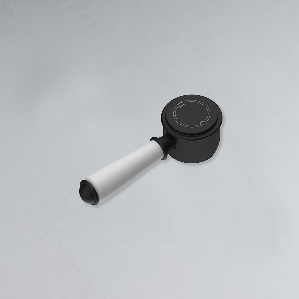 Clasico Ceramic Handle For Wall Mixer Matte Black - HYB868-301A-MB-HD - Bathroom Hub
