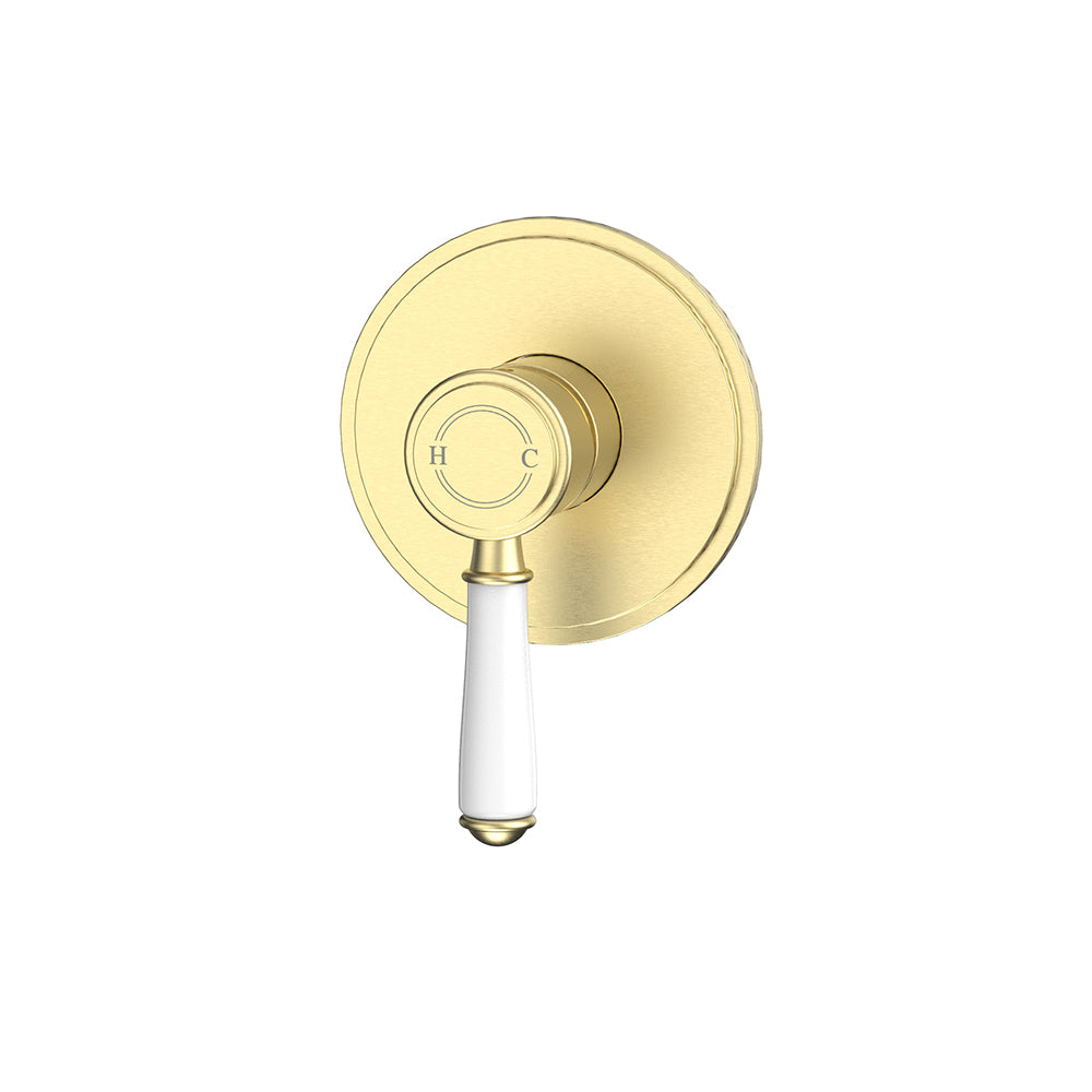 Vintage Wall Mixer Trim Kits Ceramic Handle in Brushed Gold - HYB868-301ATK-BG - Bathroom Hub