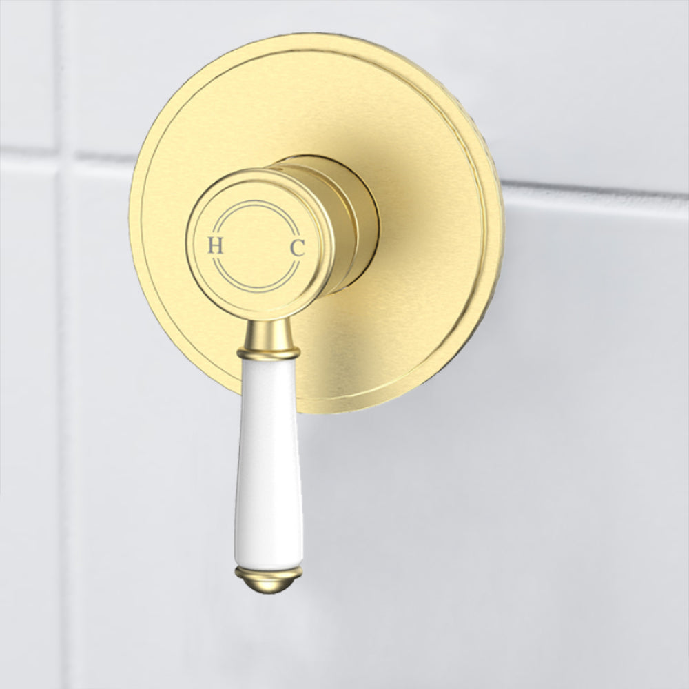 Vintage Wall Mixer Trim Kits Ceramic Handle in Brushed Gold - HYB868-301ATK-BG - Bathroom Hub