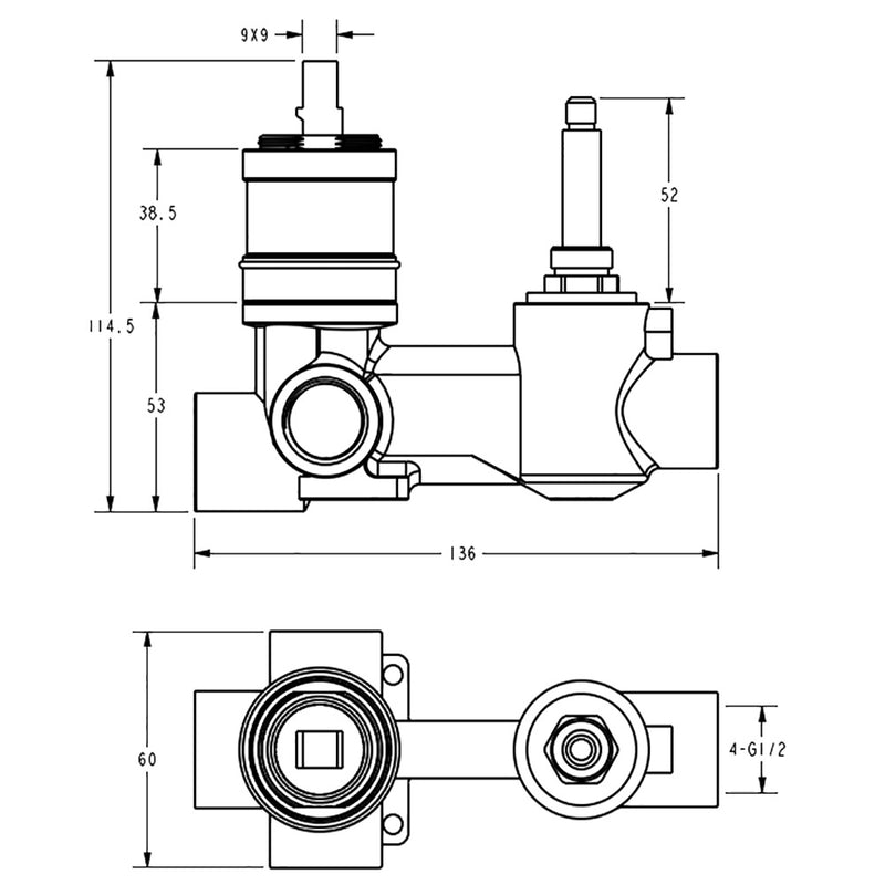 Ikon Clasico Wall Diverter Mixer Body